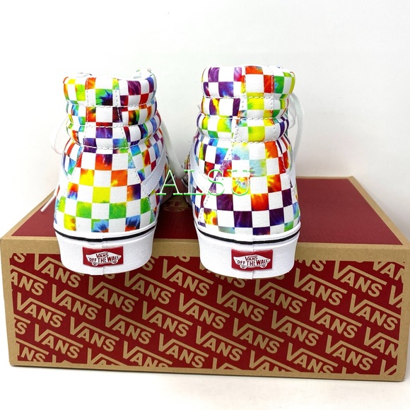 VANS SK8-HI Tie Dye Checker Canvas Women’s Sneaker - Picture 8 of 11